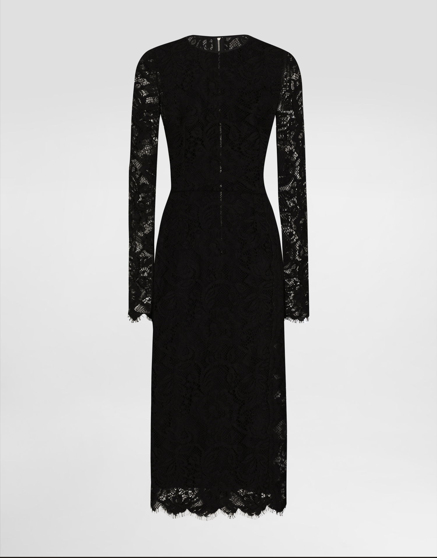 Šaty Dolce & Gabbana Dolce & Gabbana Flared Calf-Length Floral Lace Dress Čierna | F6JSLTILMBJN0000, 0