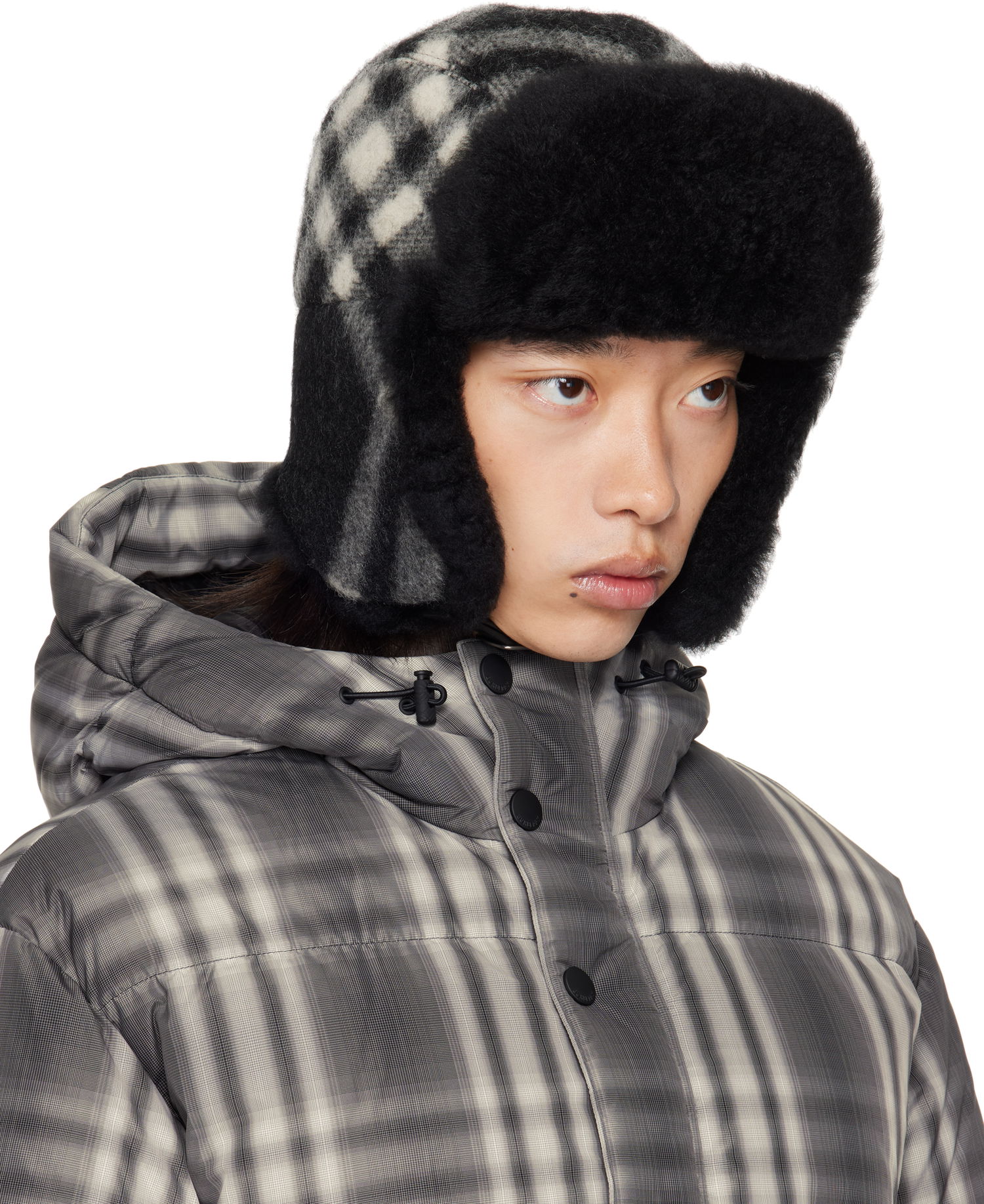 Klobúk Burberry Burberry Check Wool Trapper Hat Šedá | 8114830, 1