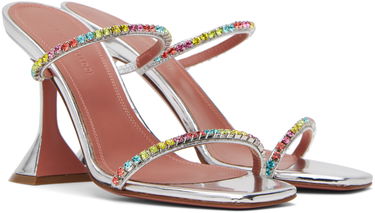 Doplnky Amina Muaddi Amina Muaddi Gilda Crystal-Embellished Heeled Sandals Metalická | GILDA SLIPPER CL MIRROR COCKTAIL, 3