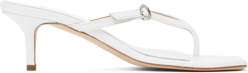 Doplnky Aeyde Aeyde Leigh Leather Toe-Post Heeled Sandals Biela | A11-HS-GAIS55TB162-SS25-1020-007
