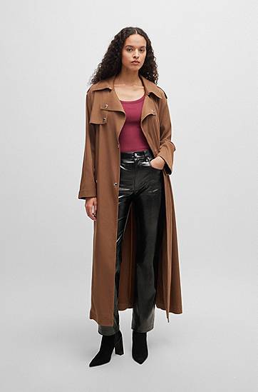 Nohavice BOSS Straight-Fit Patent Faux Leather Trousers Čierna | 50524951, 1