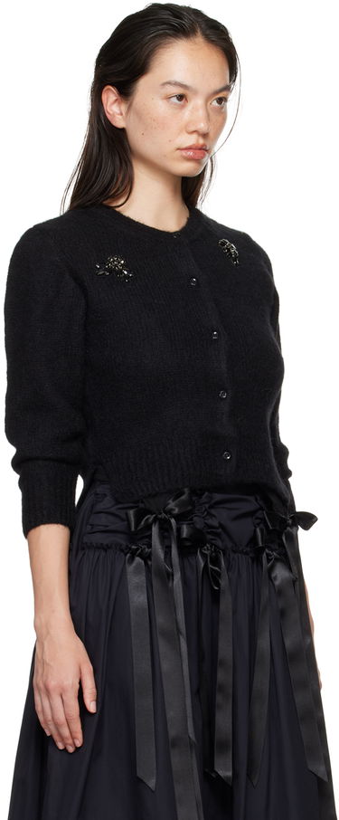 Sveter Simone Rocha Simone Rocha Cropped Alpaca Knit Cardigan Čierna | MIMK2TB 0657, 1