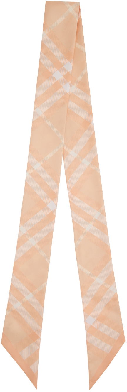 Šál Burberry Skinny Check Silk Scarf Ružová | 8083299, 0