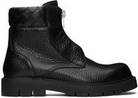 Haddock Textured Leather Front-Zip Woven Collar Ankle Boots