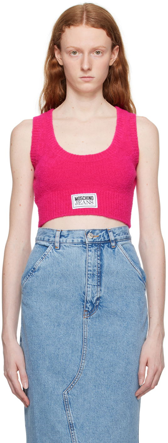 Tielko Moschino Jeans Patch Knit Tank Top Ružová | 0880 8204