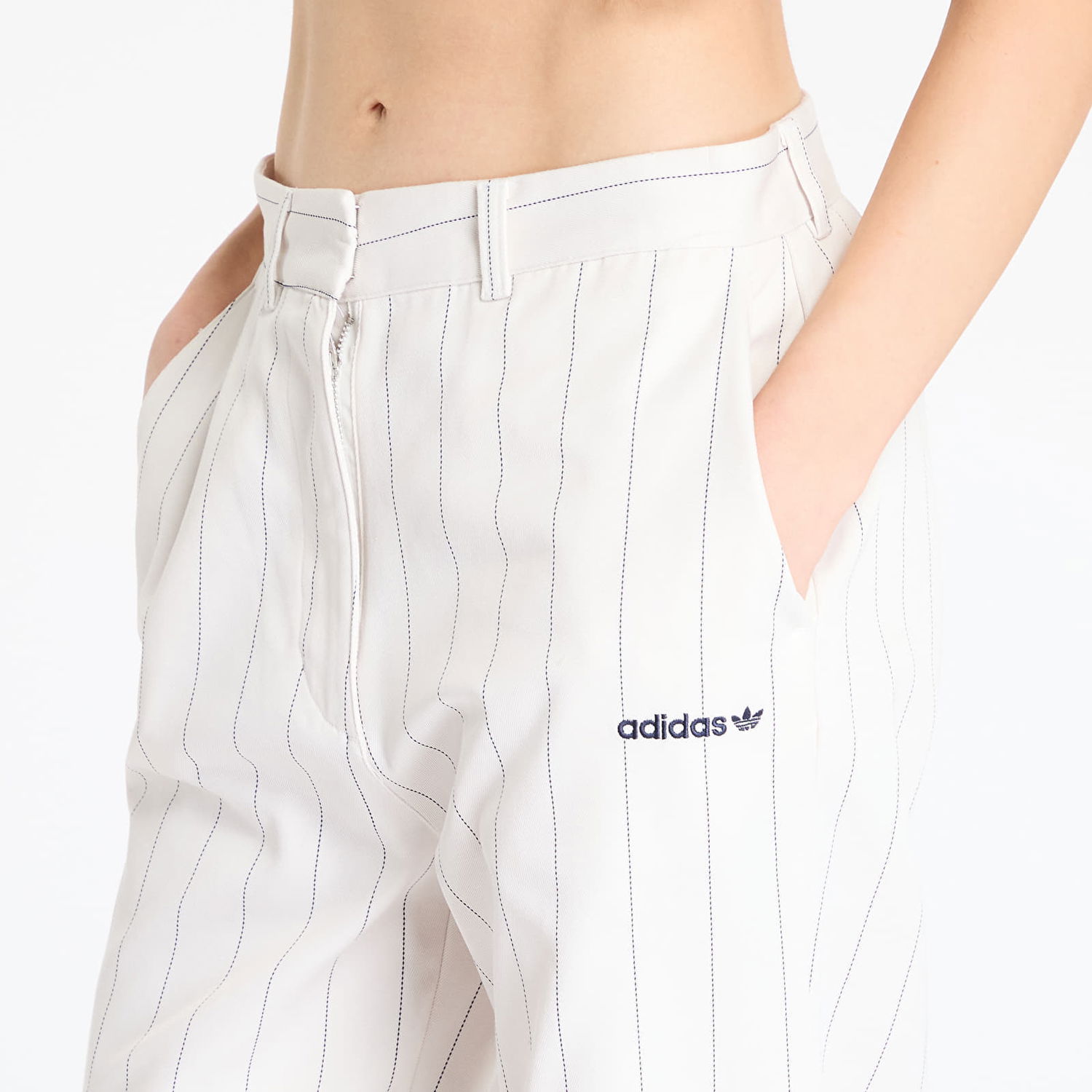 Nohavice adidas Originals adidas Pinstripe Twill Loose Pants Biela | JJ3483, 1