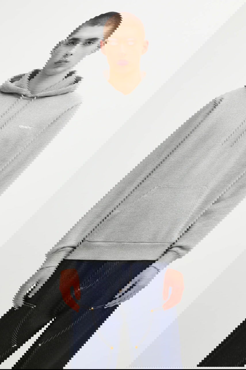 Mikina Carhartt WIP WIP Cotton Hooded Script Embroidery Sweatshirt Šedá | I035392.00DXX, 0