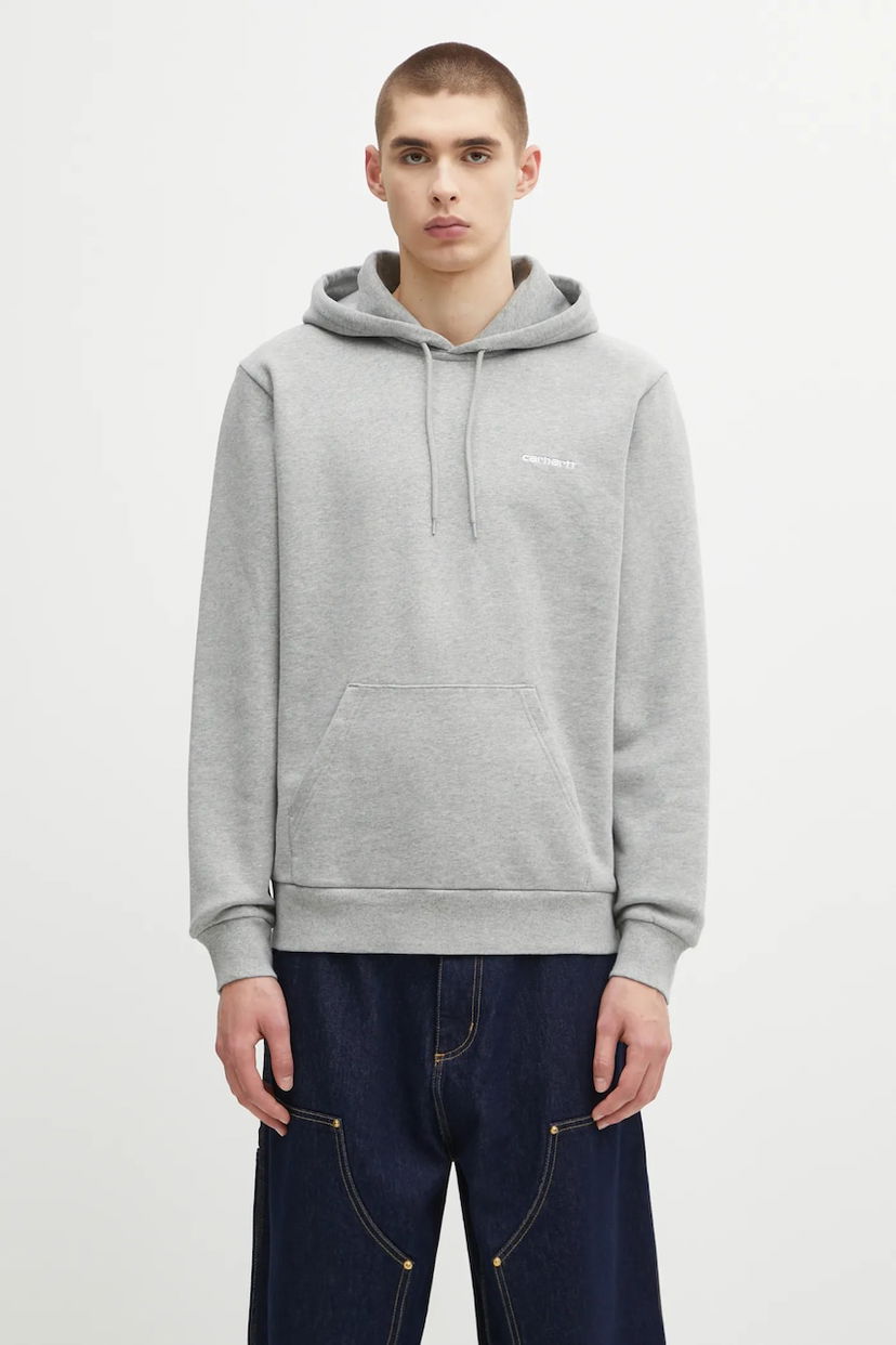 Mikina Carhartt WIP WIP Cotton Hooded Script Embroidery Sweatshirt Šedá | I035392.00DXX