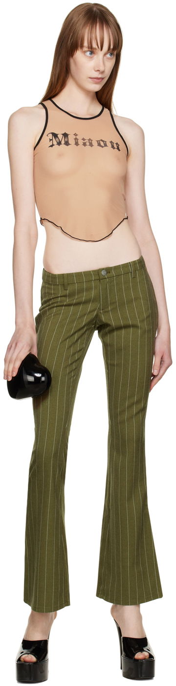 Nohavice Miaou Miaou Thea Pinstripe Flare Trousers Zelené | 1029SWBOVP, 3