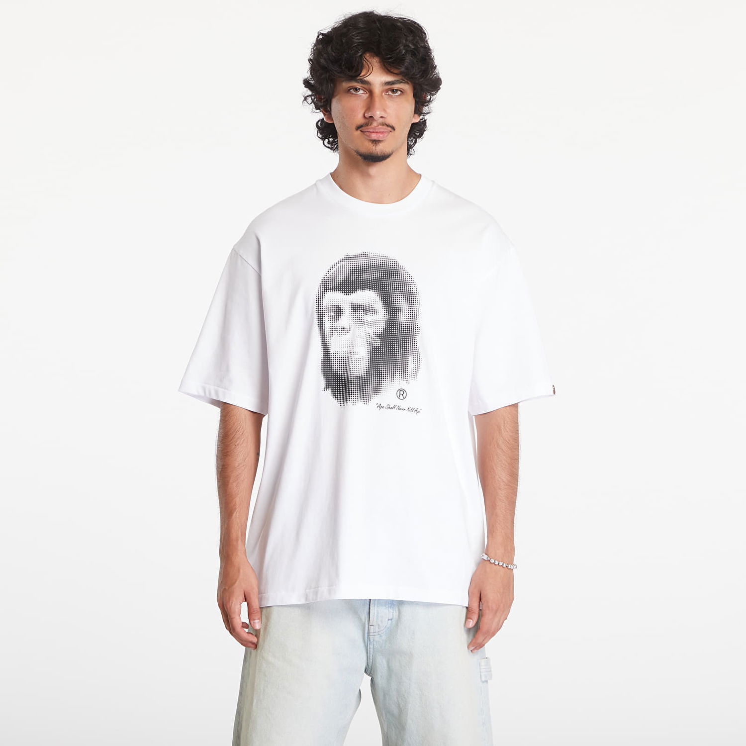 Tričko BAPE A BATHING APE Pixel Comic Ape Head Relaxed Fit Short Sleeve Tee White Biela | 001TEK801304M WHT, 0