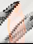 Guess Logo Rhinestone Heart T-Shirt