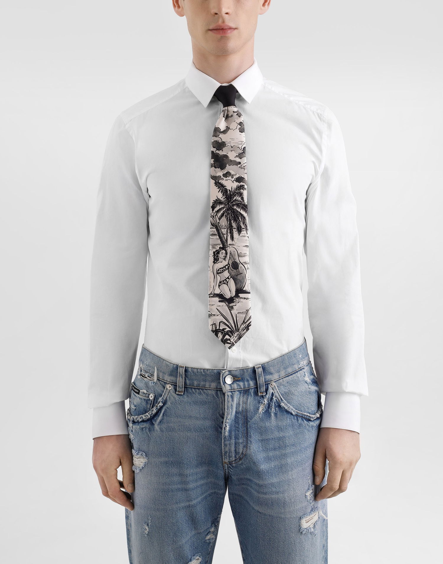 Opasok Dolce & Gabbana Dolce & Gabbana Pin-up Print Silk Tie Čierna | GT147EG0TJ4HN5RM, 1