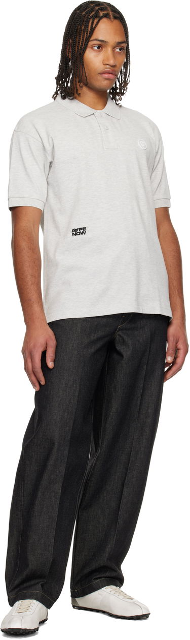 Polo tričko AAPE by A Bathing Ape 'AAPENOW' Moonface Logo Short Sleeve Polo Šedá | AAPPOM1609XANWH2, 3