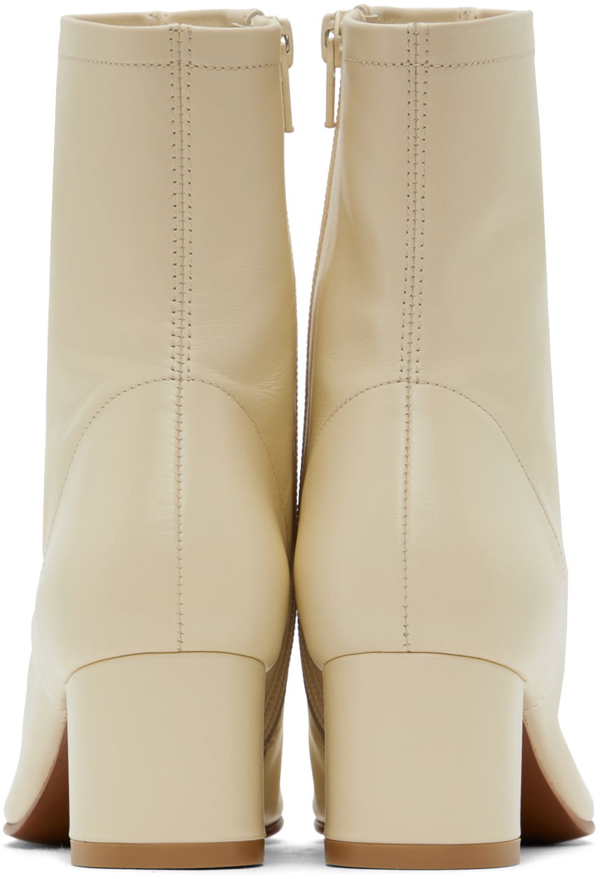 Tenisky a topánky BY FAR BY FAR Sofia Leather Block Heel Ankle Boots Béžová | 16603-05-SWHTL, 1