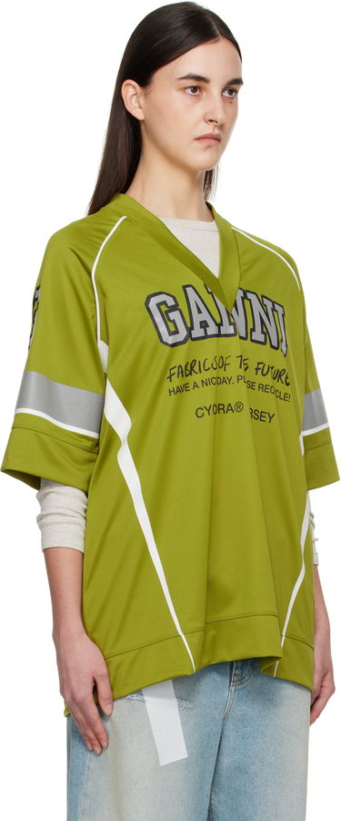 Dres GANNI GANNI Future Mesh Oversized T-Shirt Zelené | T4299, 1
