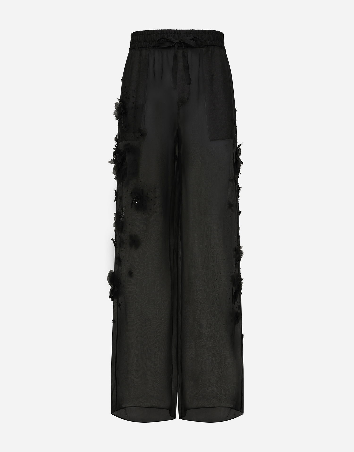 Nohavice Dolce & Gabbana Dolce & Gabbana Floral Appliqué Organza Wide-Leg Pants Čierna | GP05XZFU1IDN0000, 0