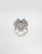 Dolce & Gabbana Devotion Heart Ring, 18K White Gold with Diamonds, Size 56