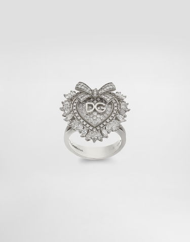 Prsteň Dolce & Gabbana Dolce & Gabbana Devotion Heart Ring, 18K White Gold with Diamonds, Size 56 Metalická | WRND1KWWH0180001, 0
