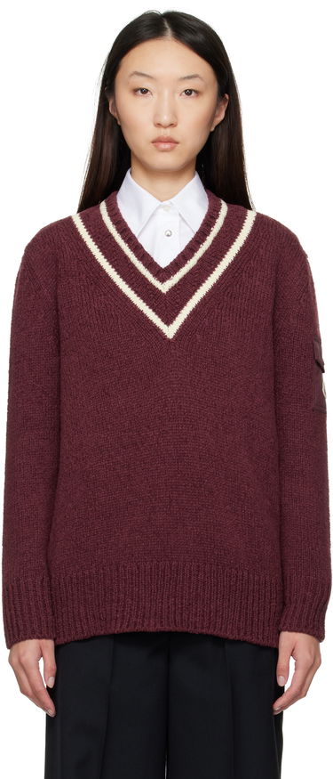 Sveter Moncler Moncler Padded V-Neck Sweater Vínová | K20939D00001M5493, 0