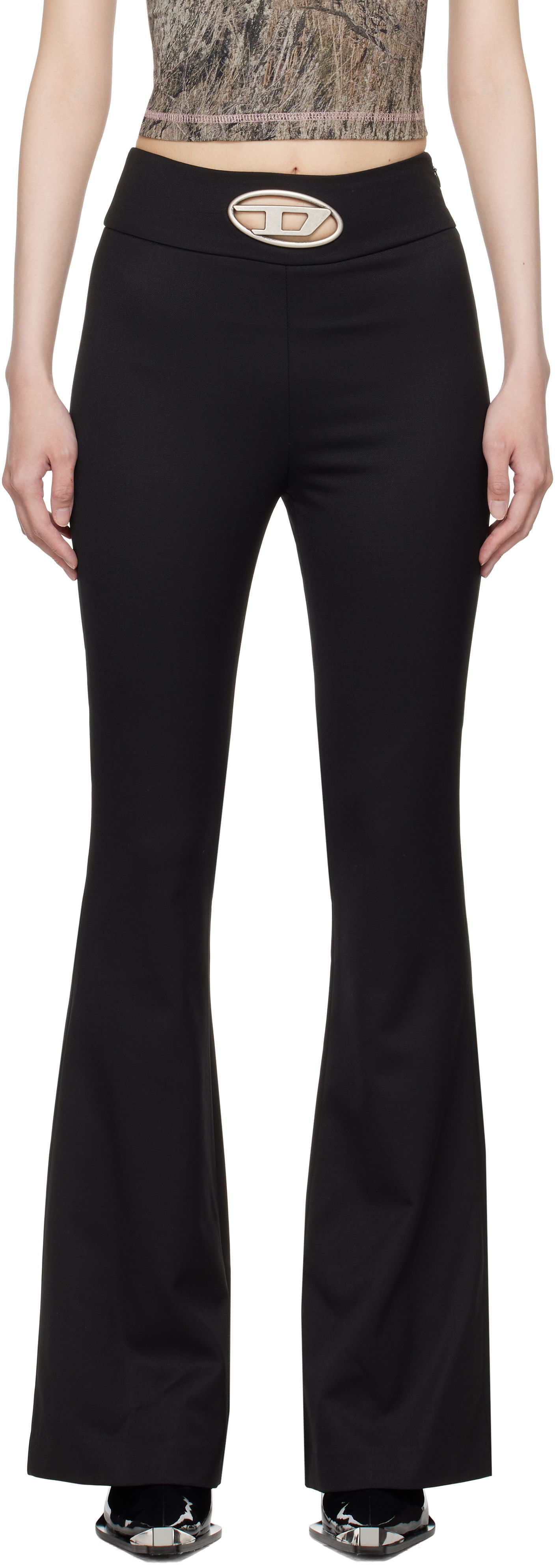 Nohavice Diesel Black P-Erseus Flare Trousers Čierna | A14390 0PHAL, 0