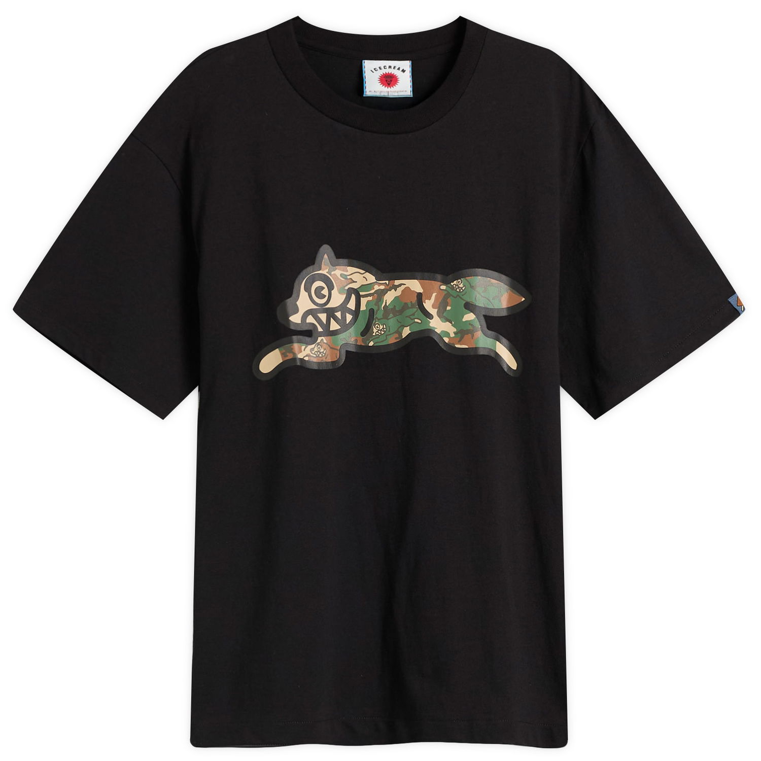 Tričko BBC IceCream ICECREAM Woodland Camo Running Dog Graphic Tee, Large Čierna | IC25380-BLK, 1