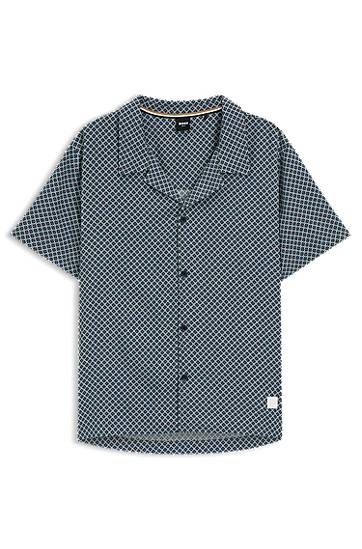Košeľa BOSS Men's All-Over Print Regular Fit Beach Shirt Navy | 50535793, 1