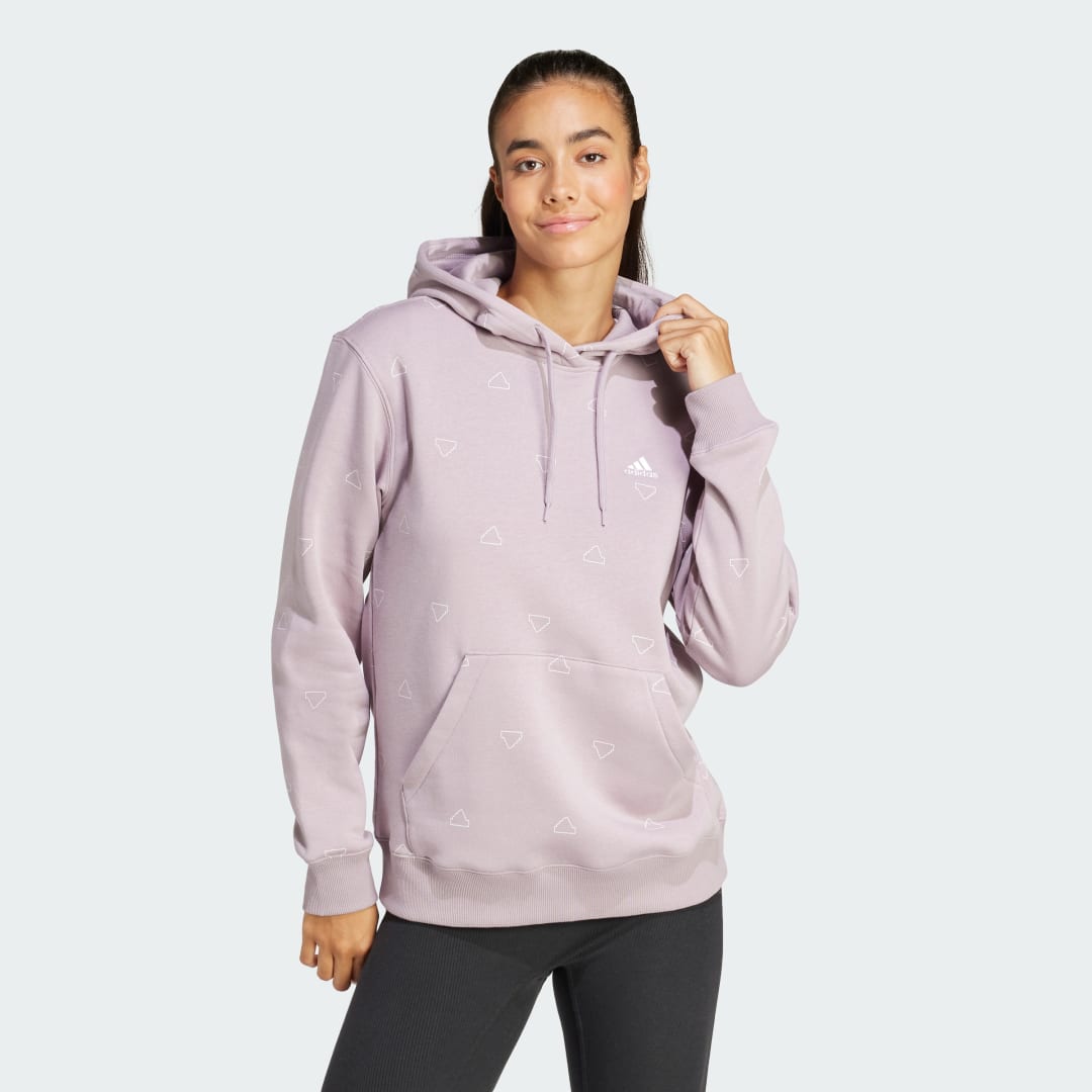 Mikina adidas Performance Essentials Monogram Fleece Graphic Hoodie Fialová | IS4066, 0