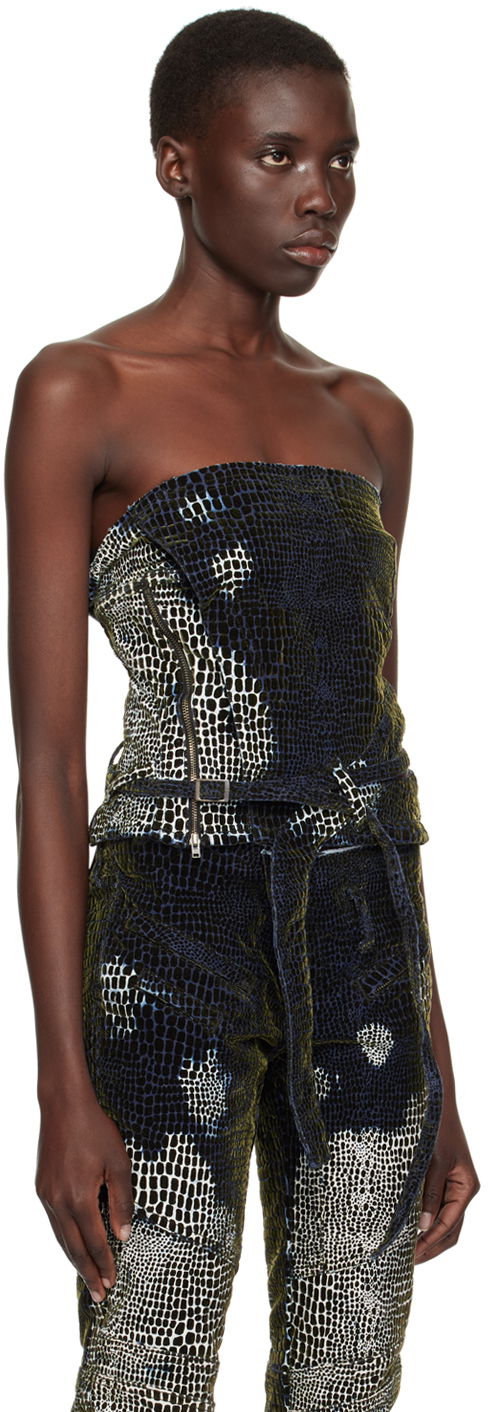 Tielko Ottolinger Ottolinger Patterned Denim Tube Top Modrá | 1704802, 1