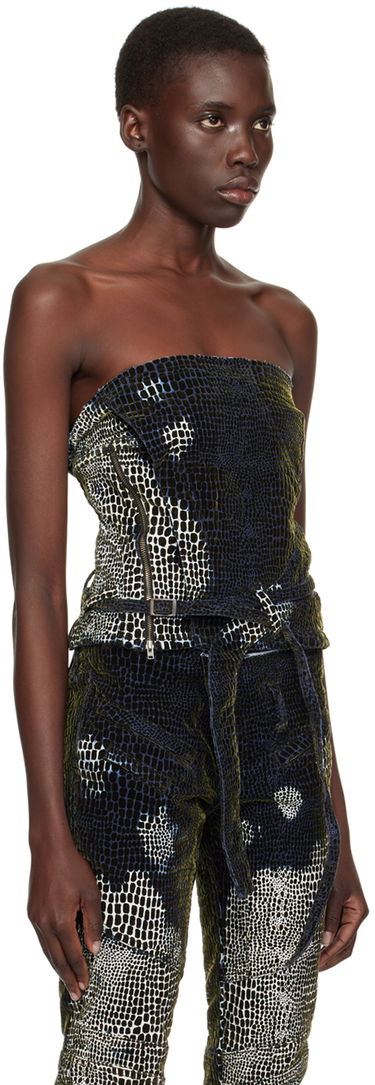 Tielko Ottolinger Ottolinger Patterned Denim Tube Top Modrá | 1704802, 1