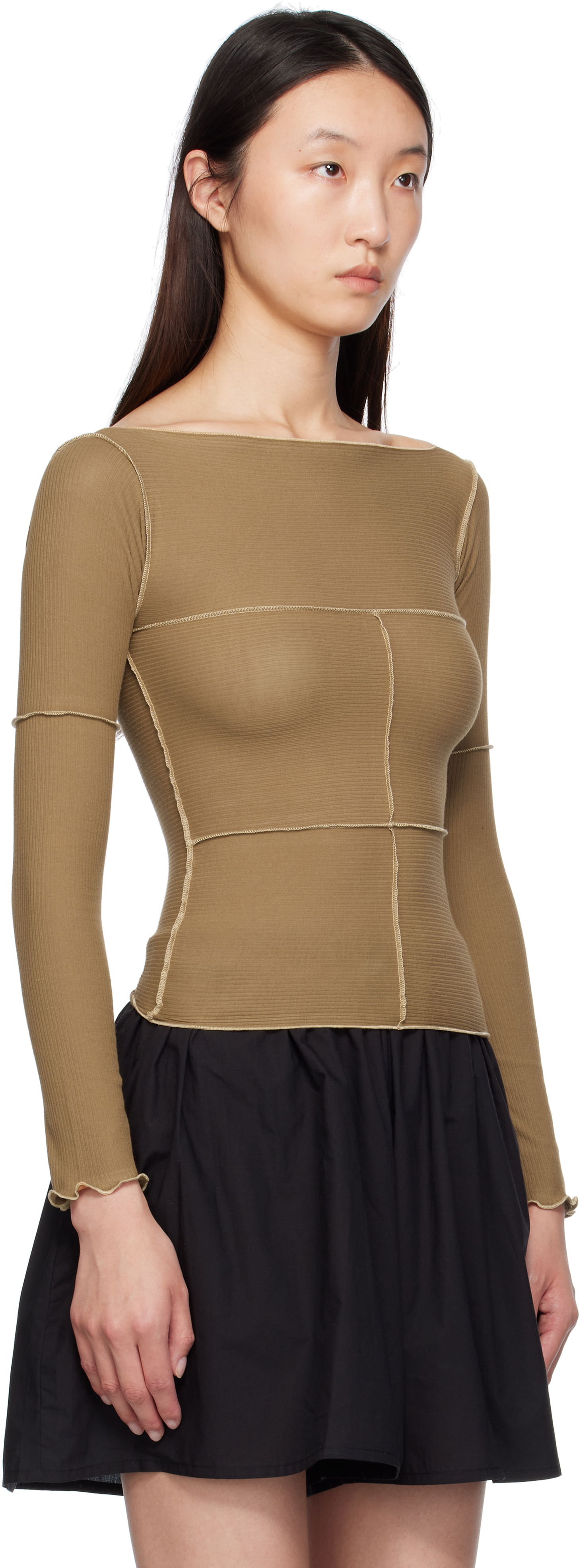 Tričko Baserange Baserange Cinder Long Sleeve T-Shirt Hnedá | TOCL-RB-SU25, 1