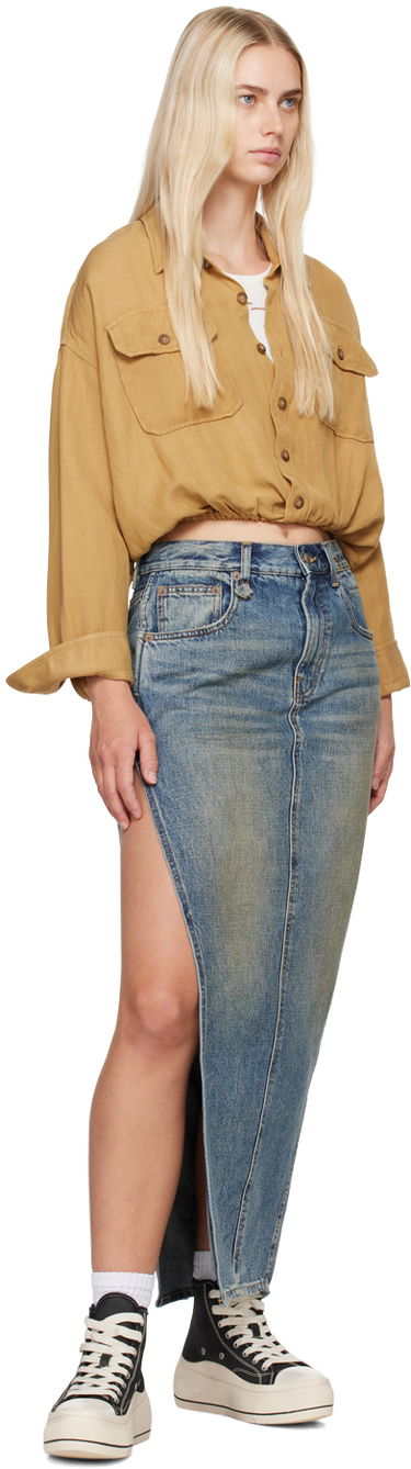 Sukňa R13 R13 Devon Side Slit Maxi Denim Skirt Modrá | R13WD102-D213A, 3