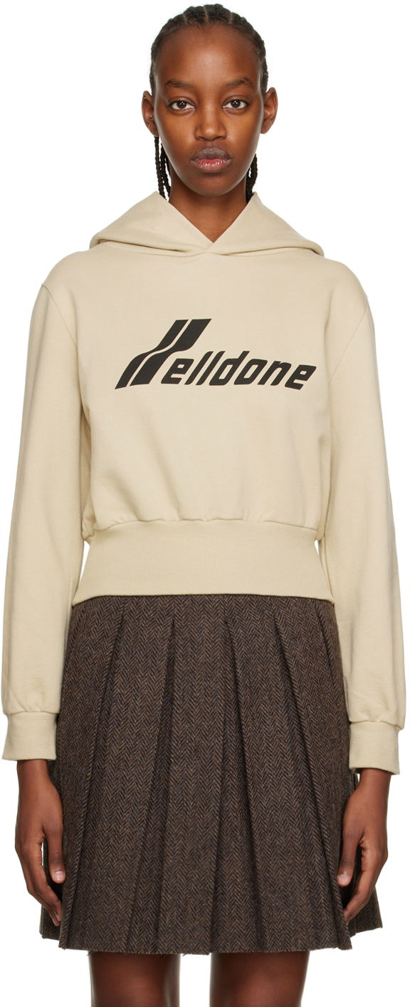 Mikina We11done Printed Cropped Hoodie Béžová | WD-TH3-22-865-W-BG, 0