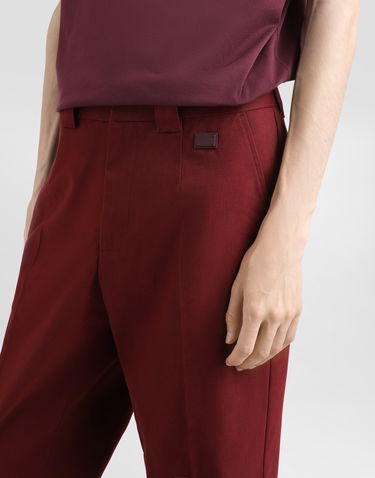 Nohavice Dolce & Gabbana Dolce & Gabbana Tailored Cotton Pants Vínová | GP0R4TFUFL3R0369, 3