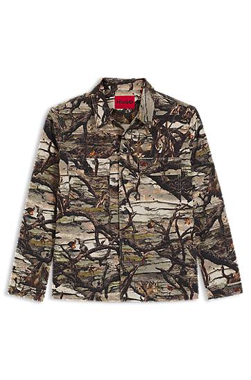 Košeľa BOSS Oversized-fit Camouflage Print Cotton Canvas Shirt Rôznofarebný | 50549747