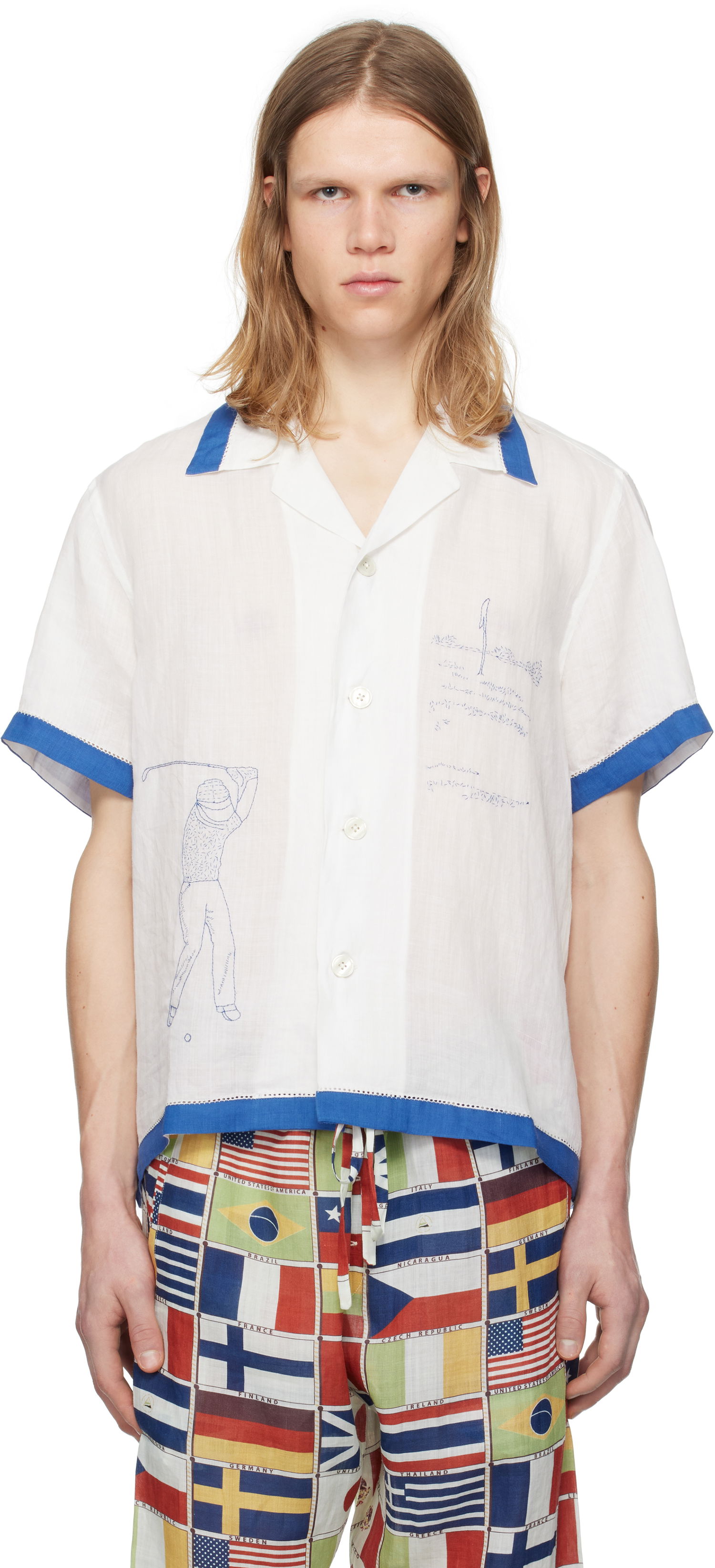 Košeľa Bode Bode Club Champion Linen Golf Print Shirt Biela | MRS25SH008, 0