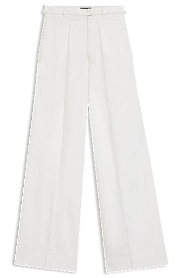 Džínsy BOSS Wide-leg denim jeans with front pleats Biela | 50558680