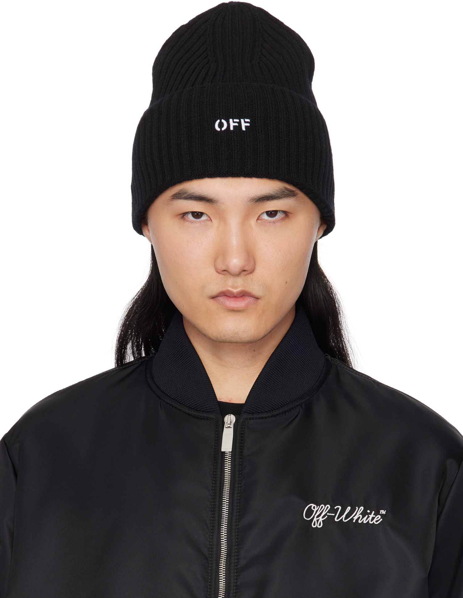 Kulicha Off-White Loose Knit Stamp Beanie Čierna | OMLC030C99KNI0021001, 0