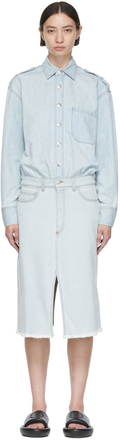 Sukňa Stella McCartney Stella McCartney Cotton Denim Shirt Dress Modrá | 6D00063SOH79, 0