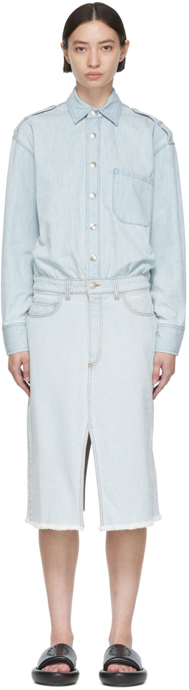 Sukňa Stella McCartney Stella McCartney Cotton Denim Shirt Dress Modrá | 6D00063SOH79, 0