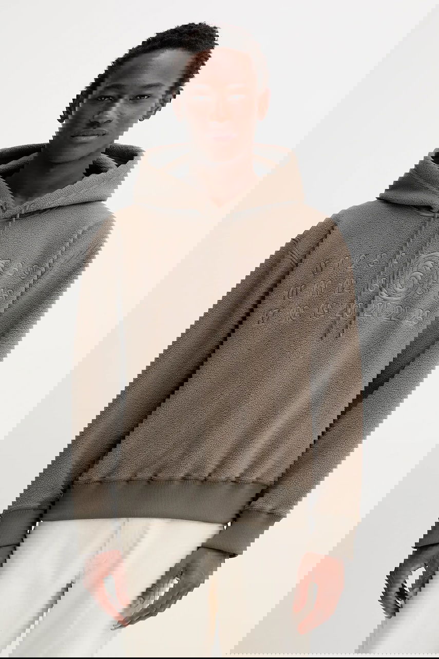 Mikina Maison Margiela Fleece Hoodie with Embroidered Numbers Hnedá | SH0GU0028.M20126.809, 0