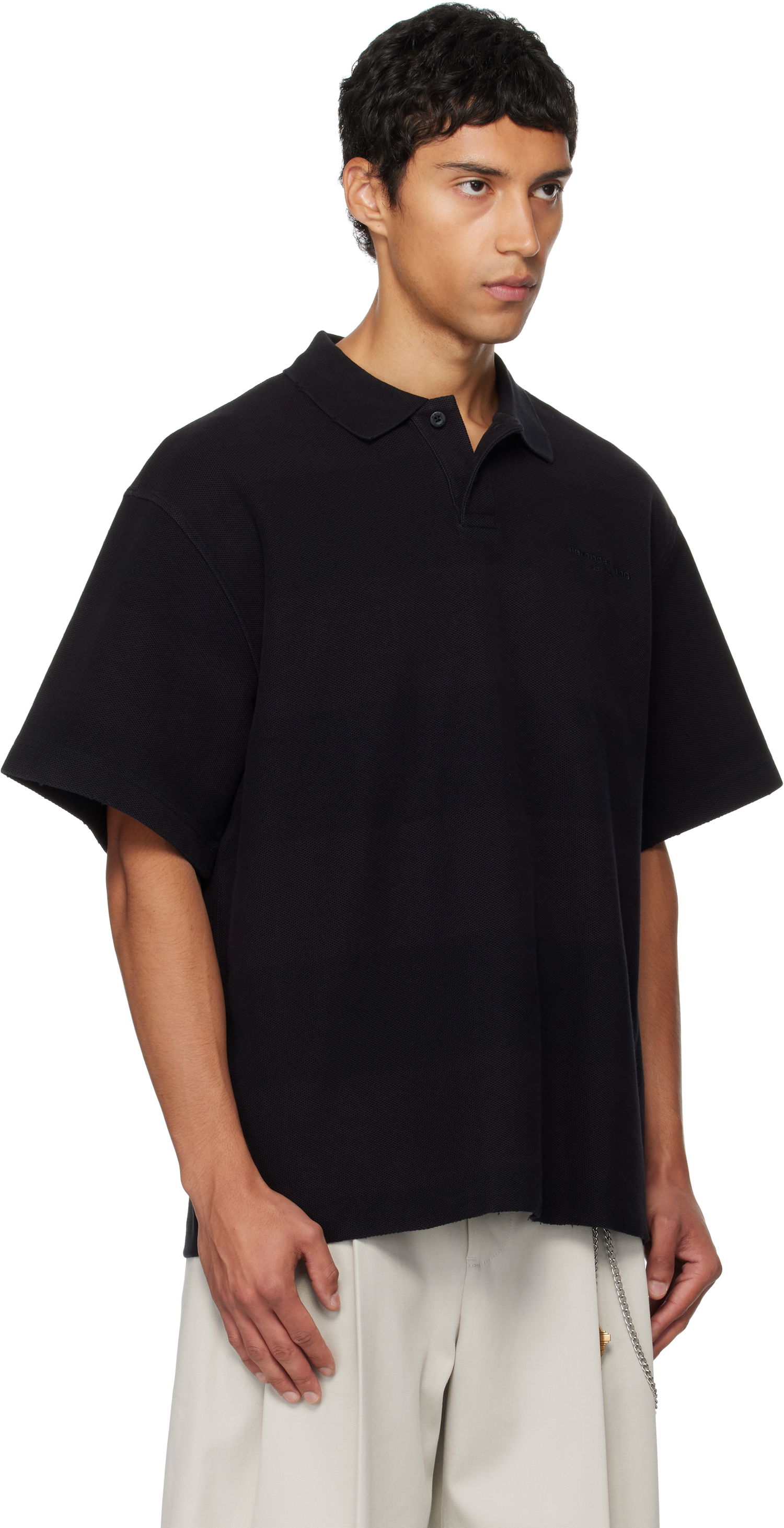 Polo tričko Alexander Wang Alexander Wang Rib Short Sleeve Polo Čierna | 6CC3251094, 1