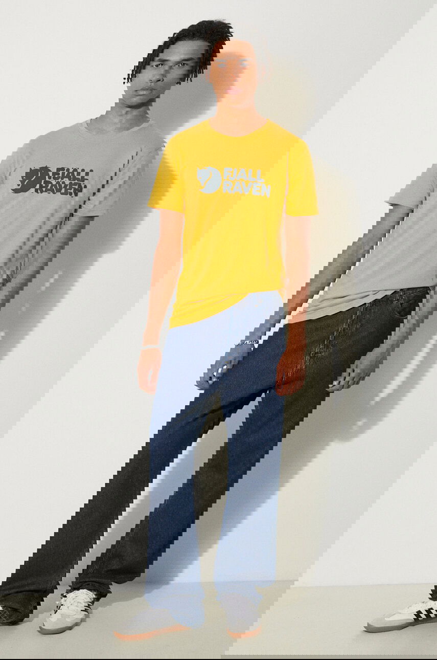 Tričko FJÄLLRÄVEN T-shirt with Logo Print Žltá | F87310, 1