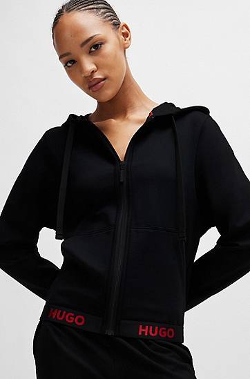 Mikina BOSS Relaxed-fit Hoodie with Logo Waistband by HUGO Čierna | 50520504, 1
