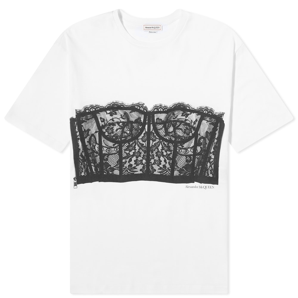 Tričko Alexander McQueen Corset Print Tee Biela | 689062QZAFC-0909, 0