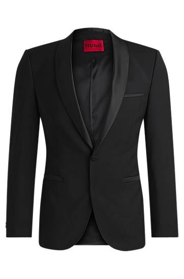 Bunda BOSS HUGO Extra-Slim-Fit Tuxedo Jacket Čierna | 50476333, 0