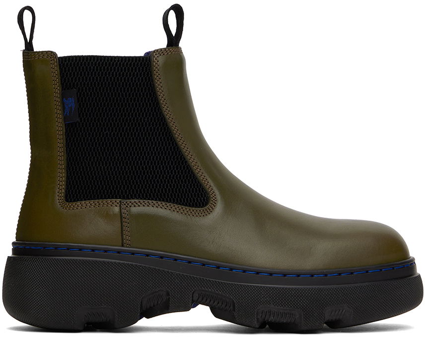 Green Leather Creeper Chelsea Boots