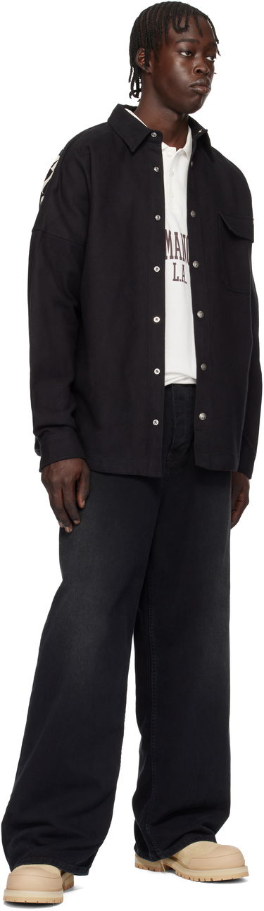 Košeľa Palm Angels Classic Logo Overshirt Čierna | PMES044S25FAB0011003, 3