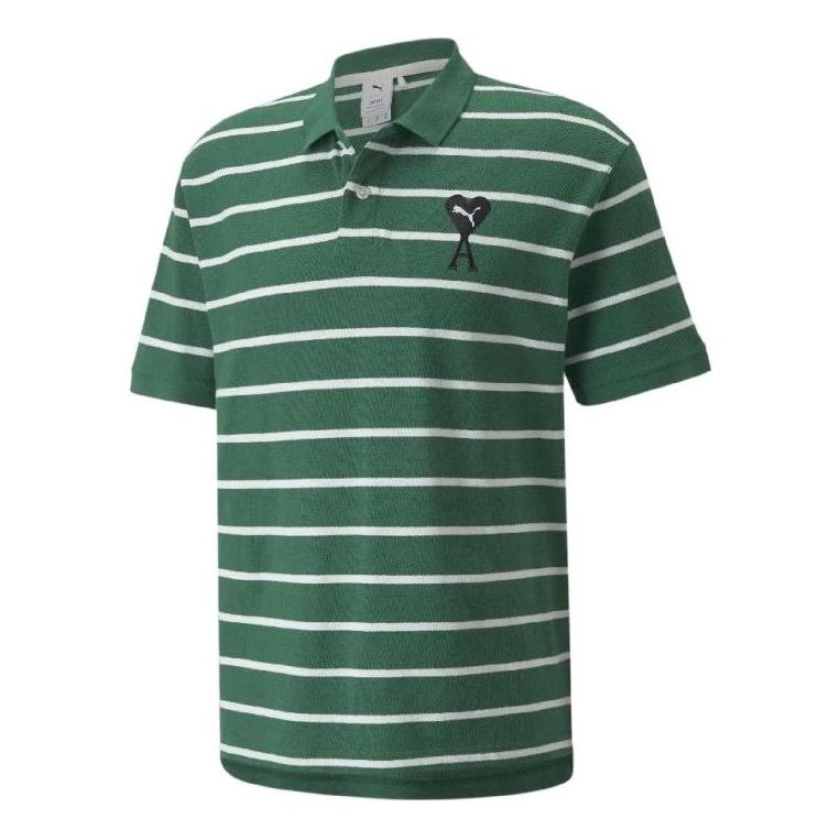 Polo tričko Puma Ami Striped Short Sleeve Polo Shirt Zelené | 534067-96, 0