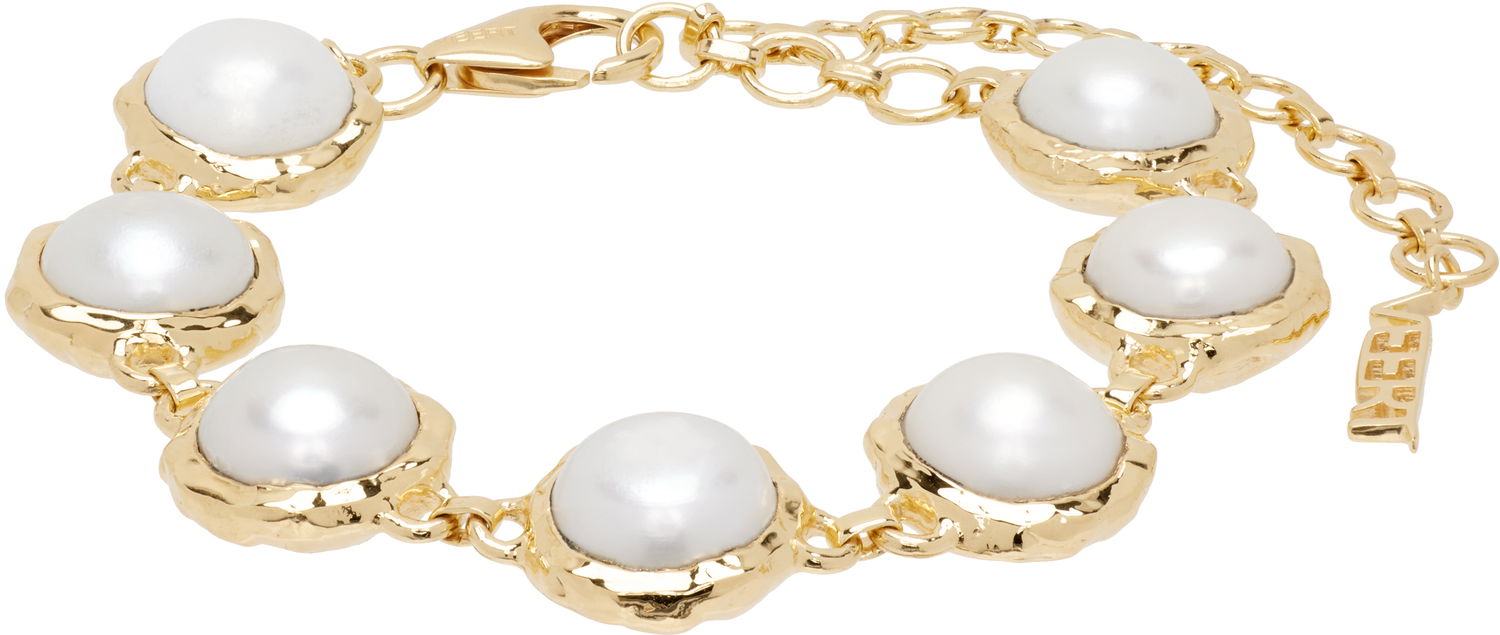 Náramok VEERT VEERT The Pearl Circle Gold-Tone Pearl Bracelet Metalická | JL0022BYG, 0