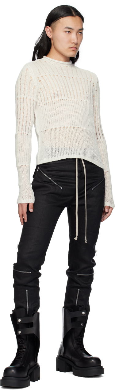 Sveter Rick Owens Rick Owens Hollywood Grid Knit Cropped Sweater Biela | RU01E5680 KGRID, 3